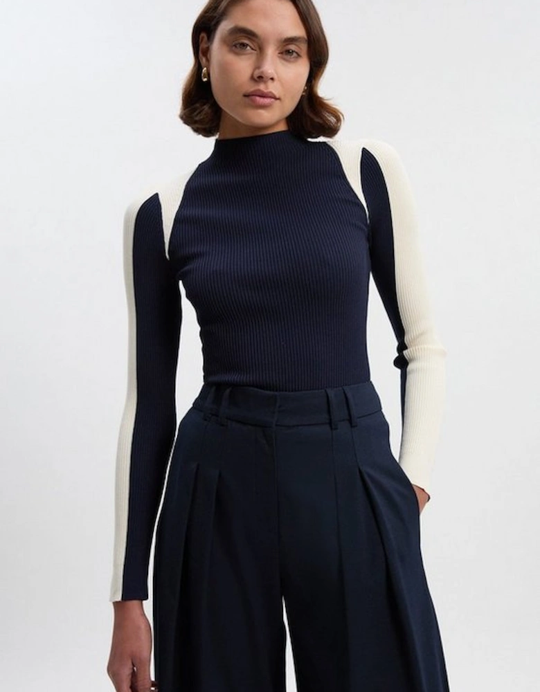 Rib Knit Colour Block Top