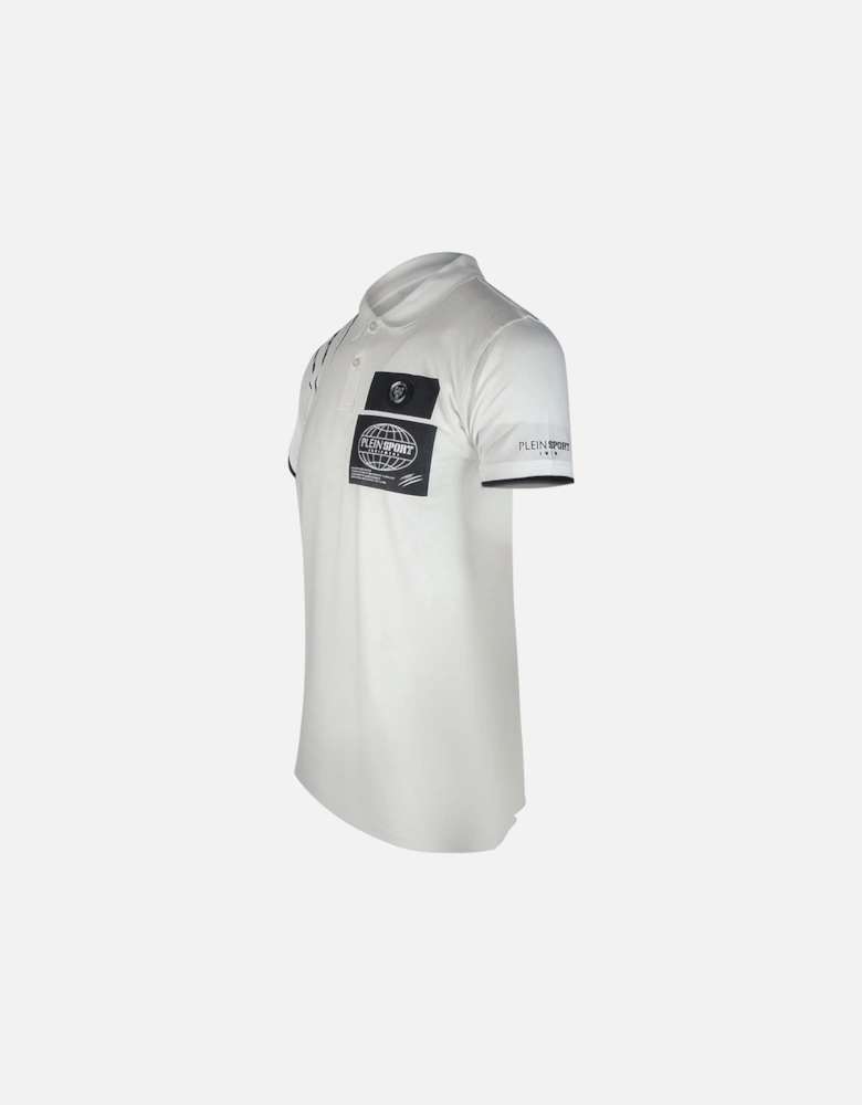 Plein Sport Scratched Shoulder White Polo Shirt