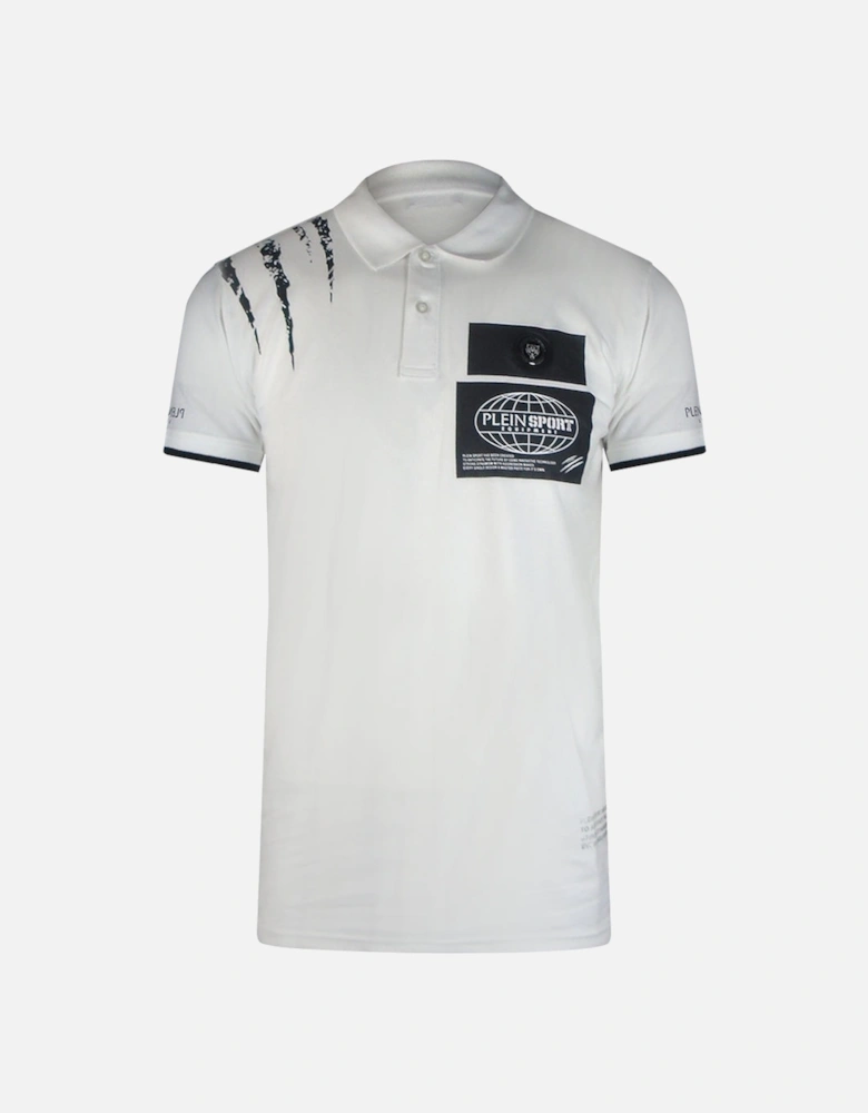 Plein Sport Scratched Shoulder White Polo Shirt