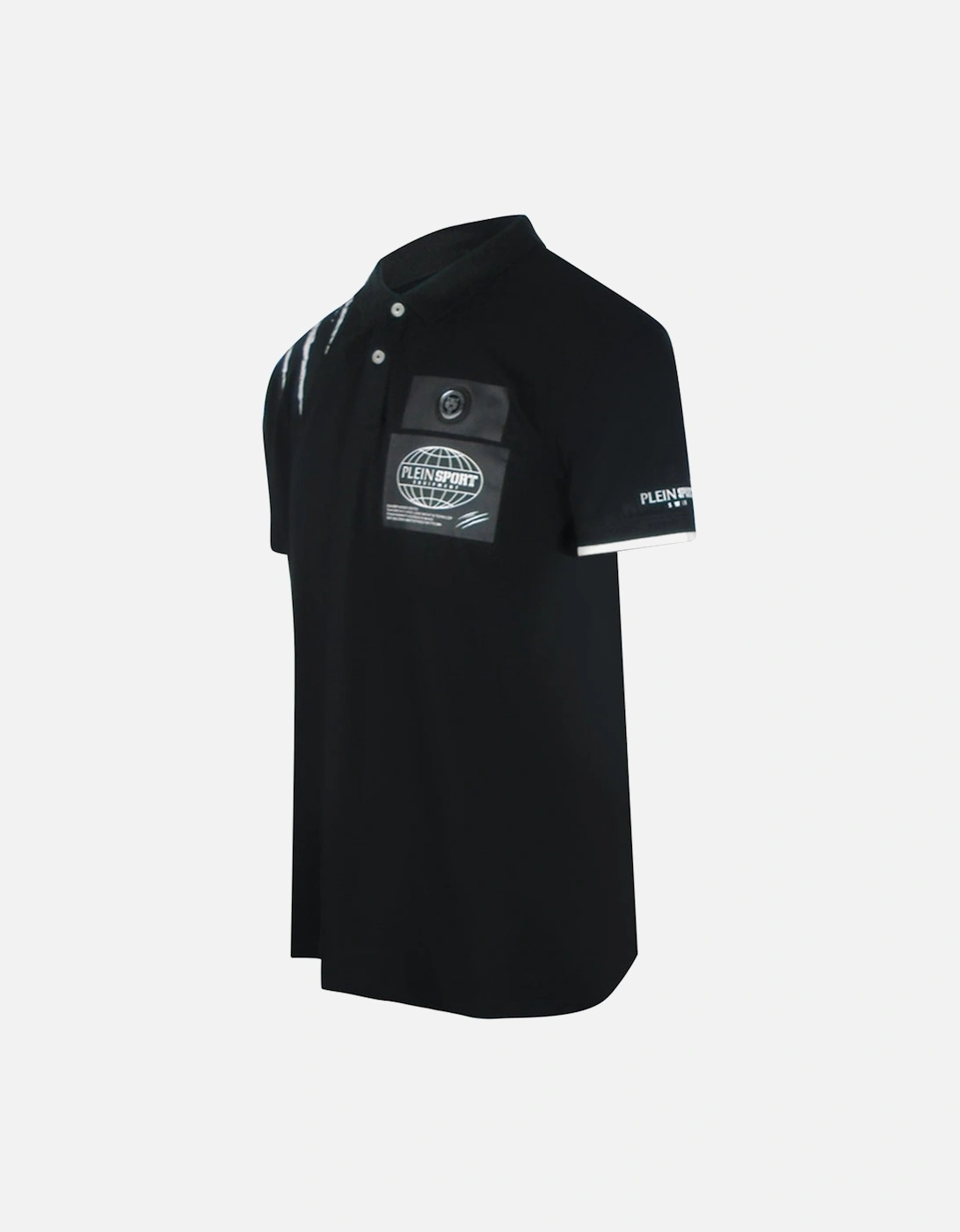 Plein Sport Scratched Shoulder Black Polo Shirt