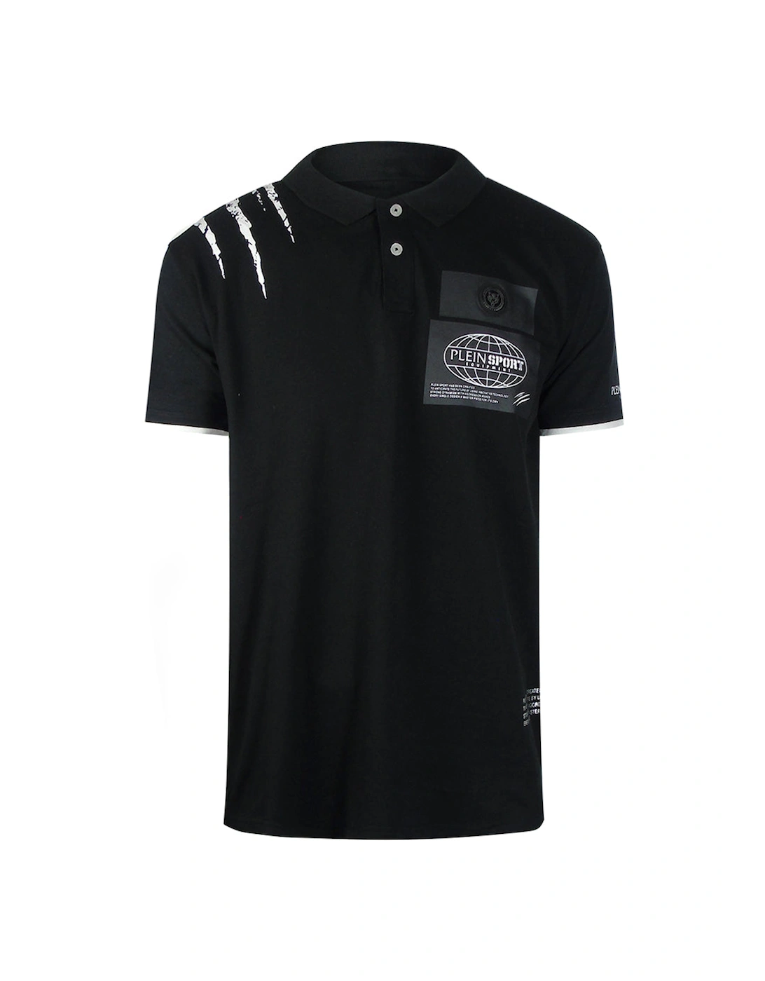 Plein Sport Scratched Shoulder Black Polo Shirt, 4 of 3
