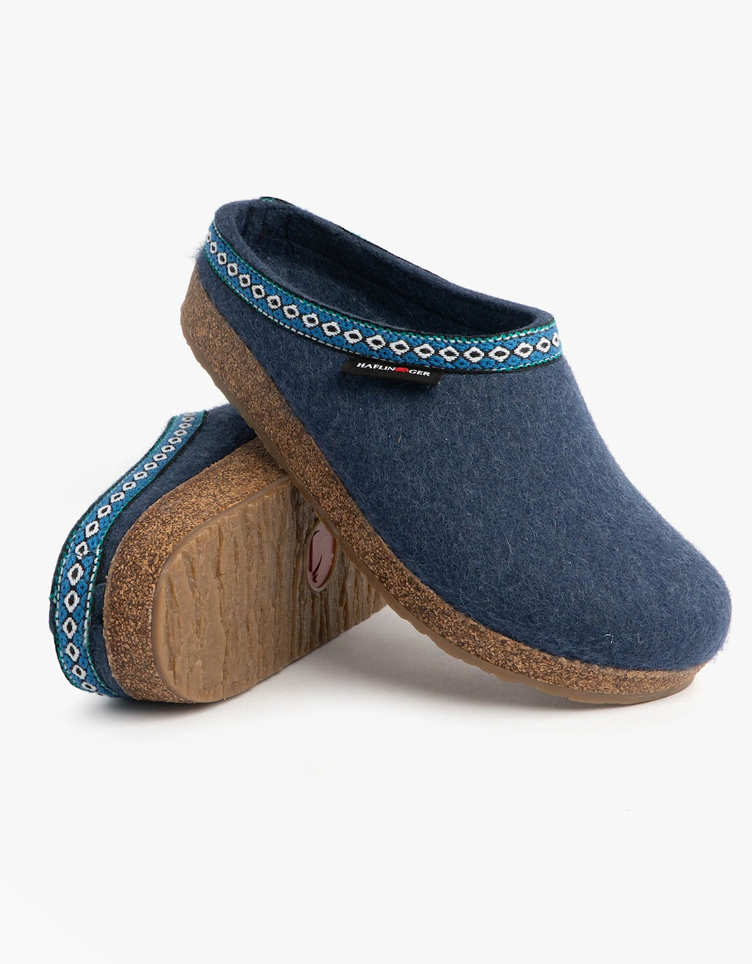 FRANZL Womens Felt Clogs Jeans Blue