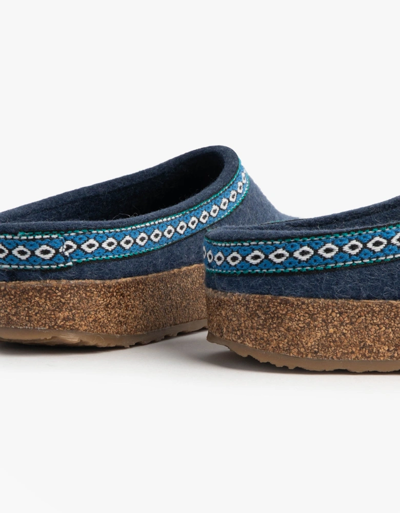 FRANZL Womens Felt Clogs Jeans Blue