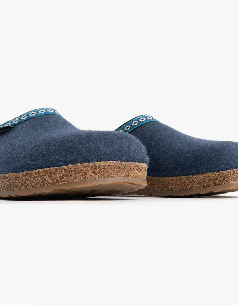FRANZL Womens Felt Clogs Jeans Blue
