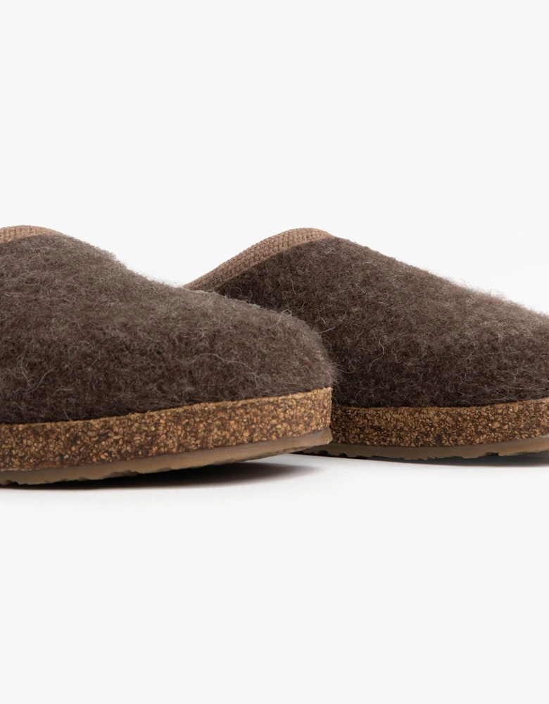 PANDA Womens Felt Clogs Brown