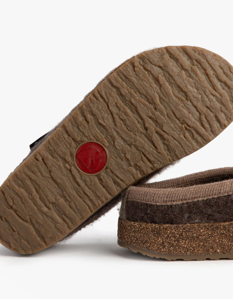 PANDA Womens Felt Clogs Brown