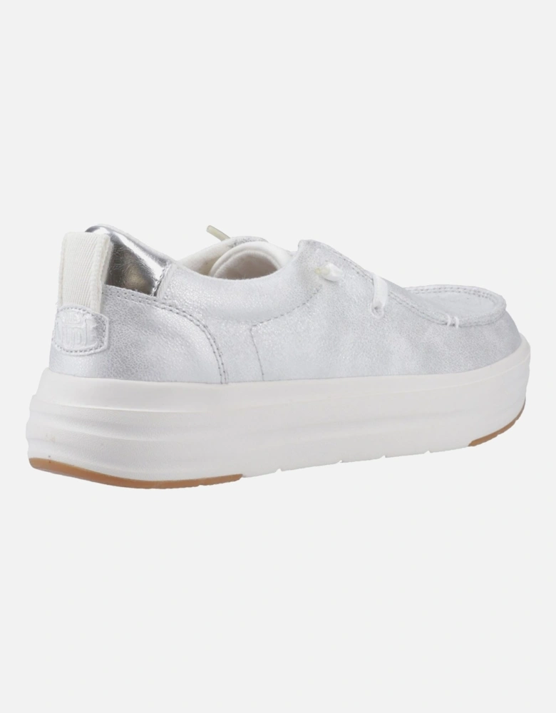 HEYDUDE Wendy Nova Shimmer Polyester Women's Snow White Moccasins Shoes