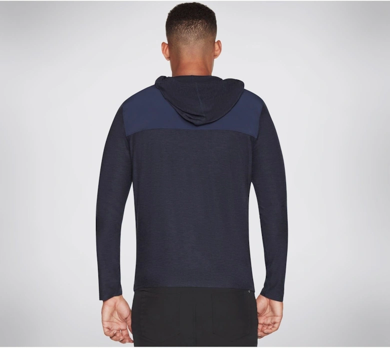 Performance Skech-Knits Ultra Go Lite Full Polyester Men's Blue Hooded Sweatshirt