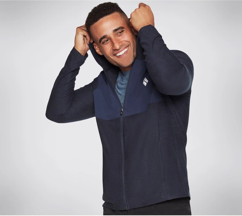 Performance Skech-Knits Ultra Go Lite Full Polyester Men's Blue Hooded Sweatshirt