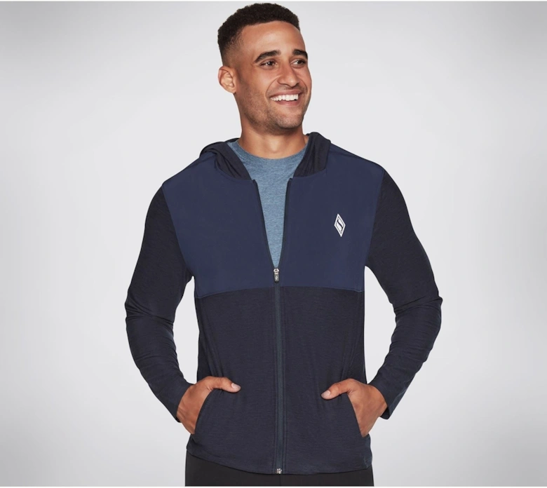 Performance Skech-Knits Ultra Go Lite Full Polyester Men's Blue Hooded Sweatshirt