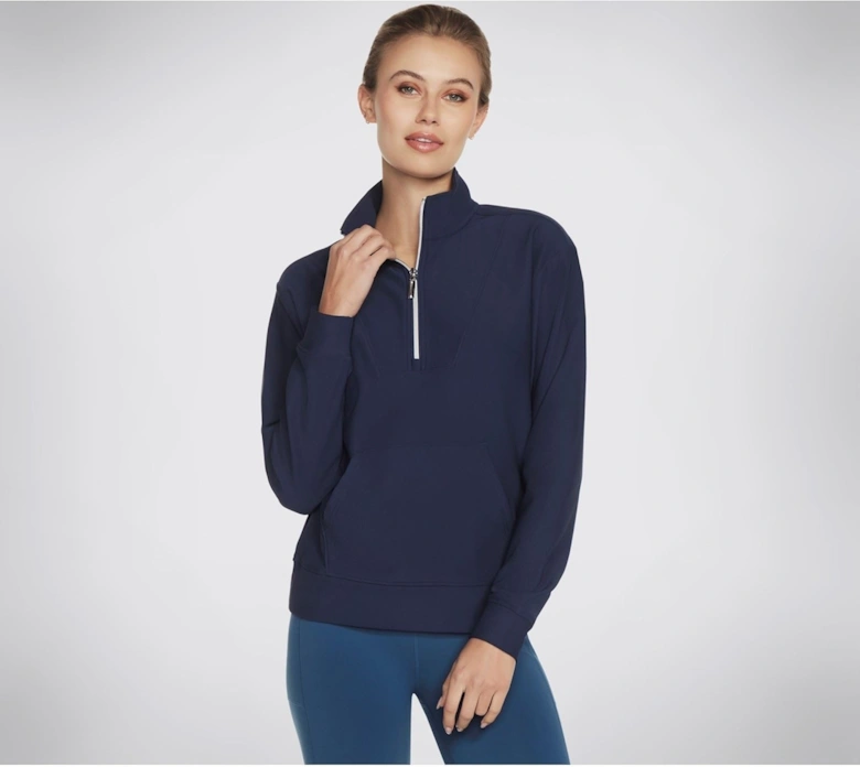 Performance GoLuxe Rib 1/4 Zip Polyester Women's Blue Pullover