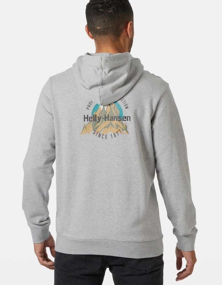 Core Graphic Hoodie Cotton Men's Grey Hooded Sweatshirt