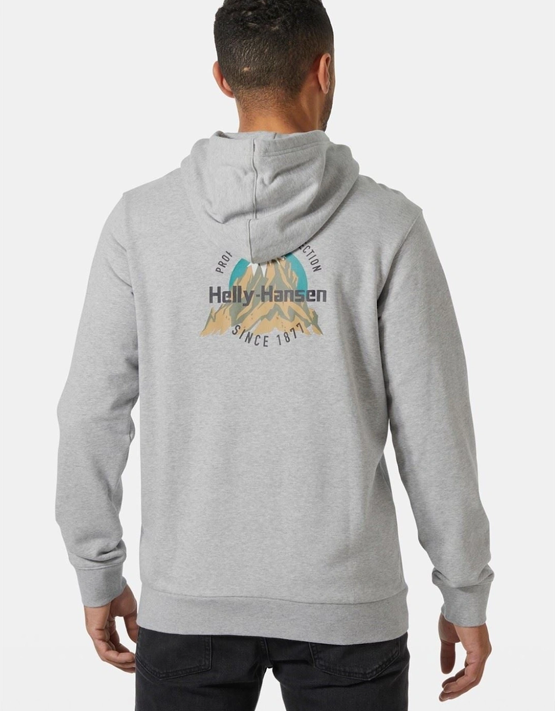 Core Graphic Hoodie Cotton Men's Grey Hooded Sweatshirt