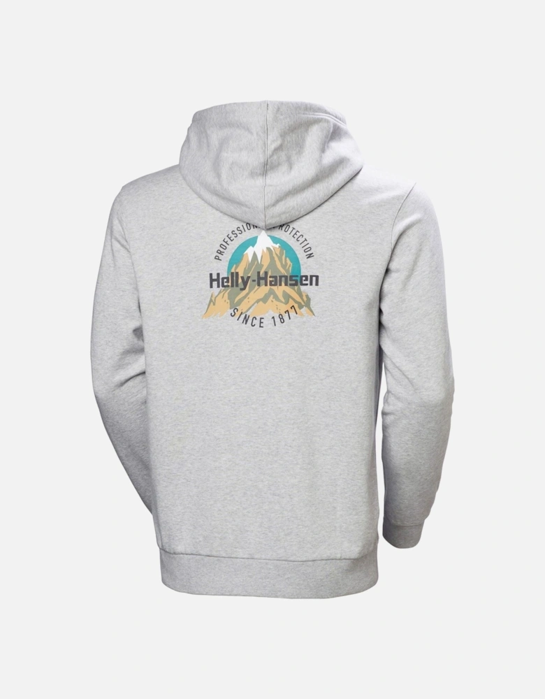 Core Graphic Hoodie Cotton Men's Grey Hooded Sweatshirt