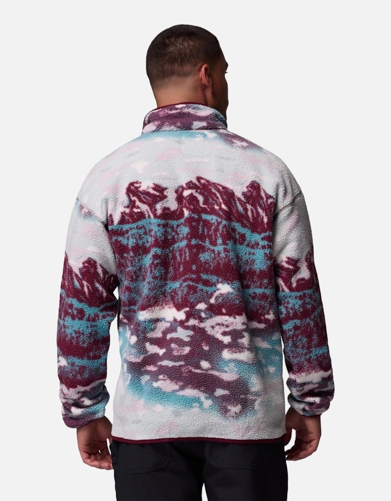 Helvetia II Printed Half Snap Fleece Men's Red Zip Neck Pullovers