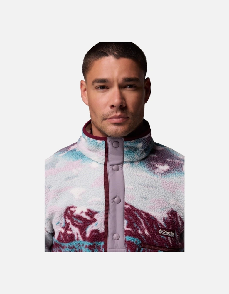 Helvetia II Printed Half Snap Fleece Men's Red Zip Neck Pullovers