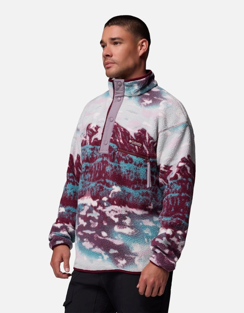 Helvetia II Printed Half Snap Fleece Men's Red Zip Neck Pullovers