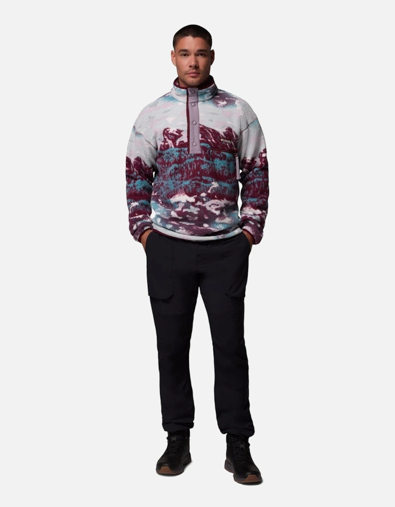 Helvetia II Printed Half Snap Fleece Men's Red Zip Neck Pullovers