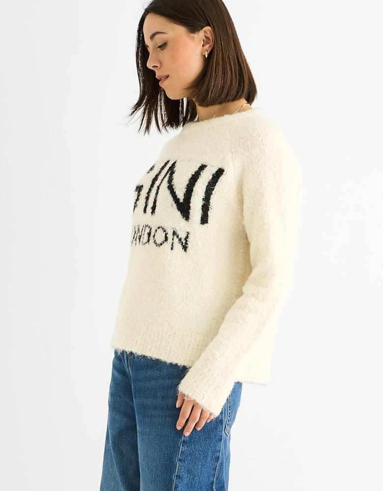 Beige Gini Logo Cozy Knit Jumper