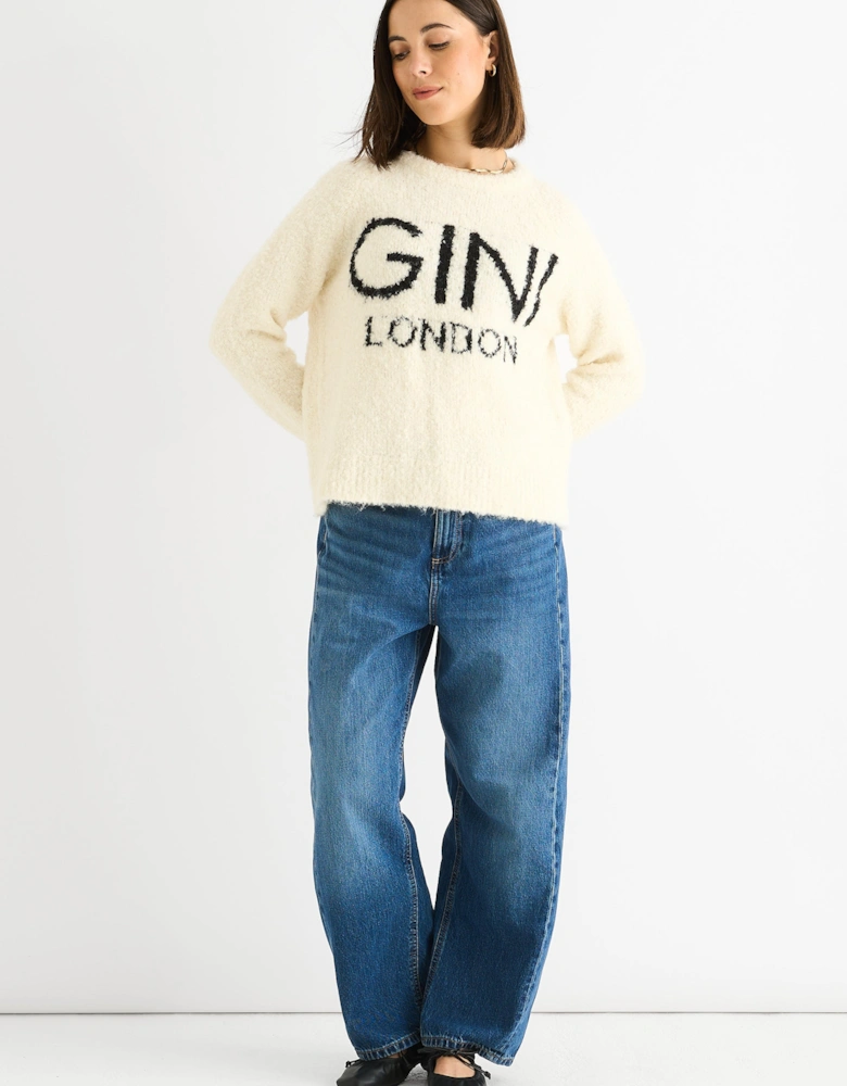 Beige Gini Logo Cozy Knit Jumper