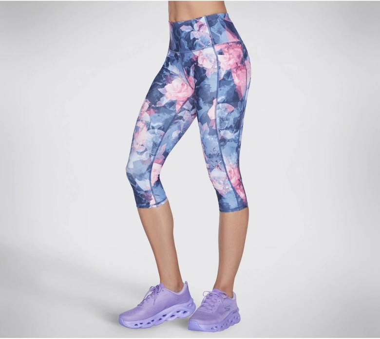 Performance GO WALK HW Summer Rose Capri Nylon Women's Blue Sports Leggings