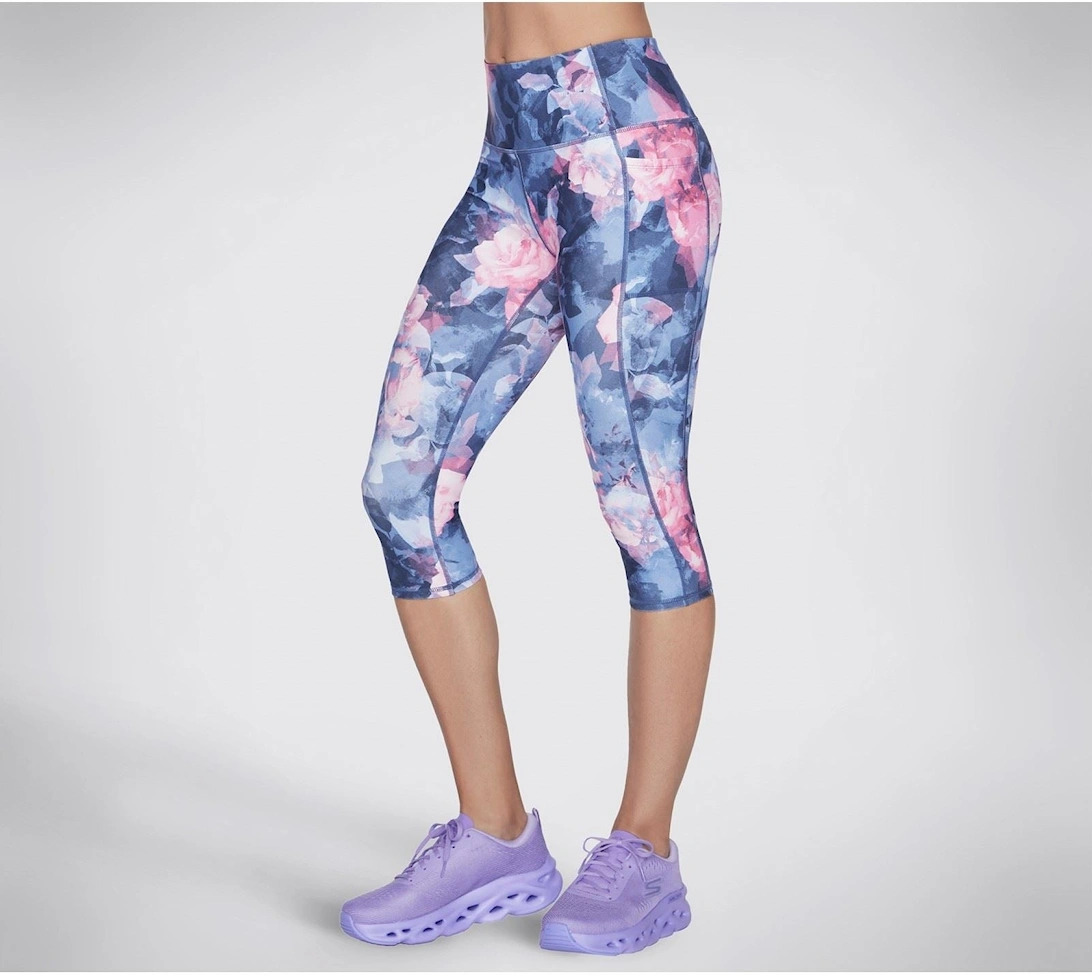 Performance GO WALK HW Summer Rose Capri Nylon Women's Blue Sports Leggings
