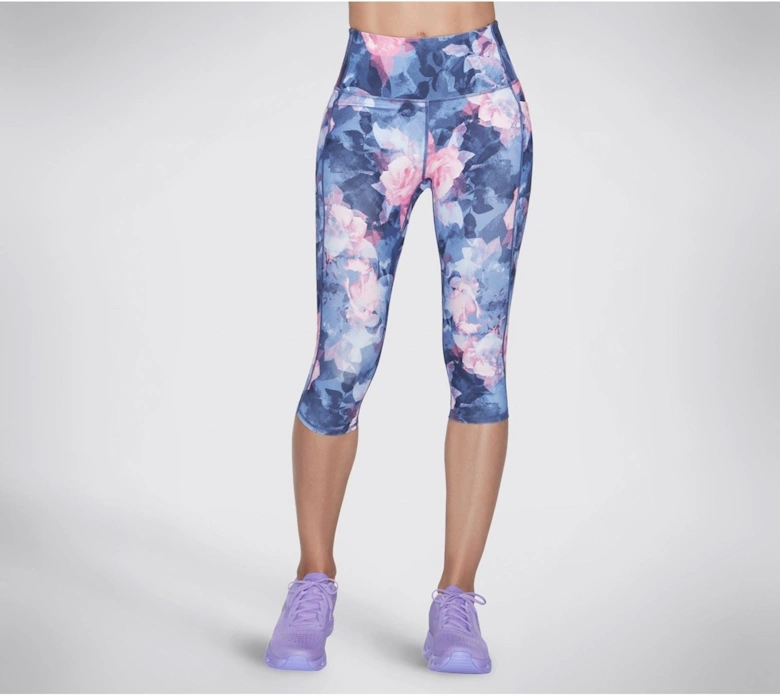 Performance GO WALK HW Summer Rose Capri Nylon Women's Blue Sports Leggings