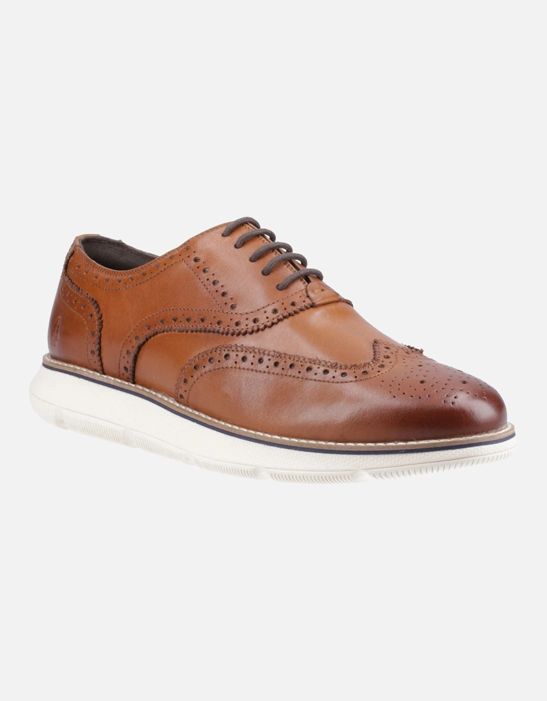 Zach Leather Men's Tan/White Brogues Shoes, 8 of 7