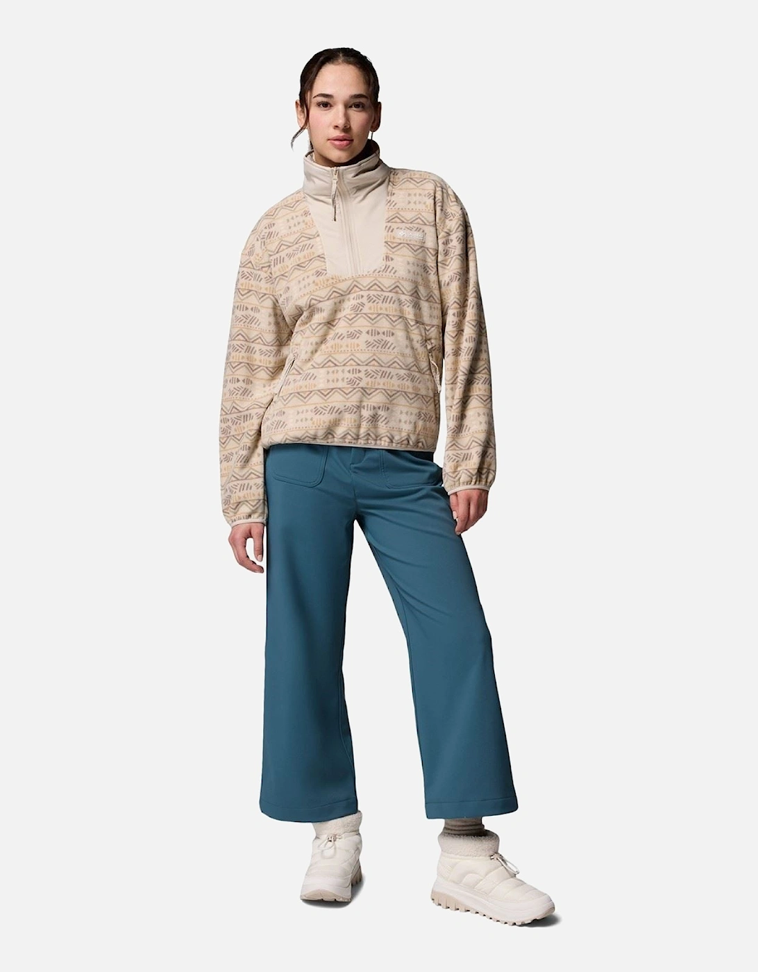 Sequoia Grove Printed Half Zip Polyester Women's Brown Pullover