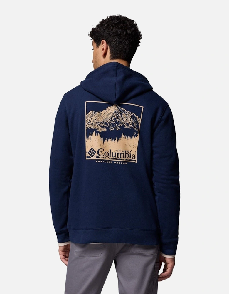Trek Graphic Hoodie Cotton Men's Blue Hooded Sweatshirt