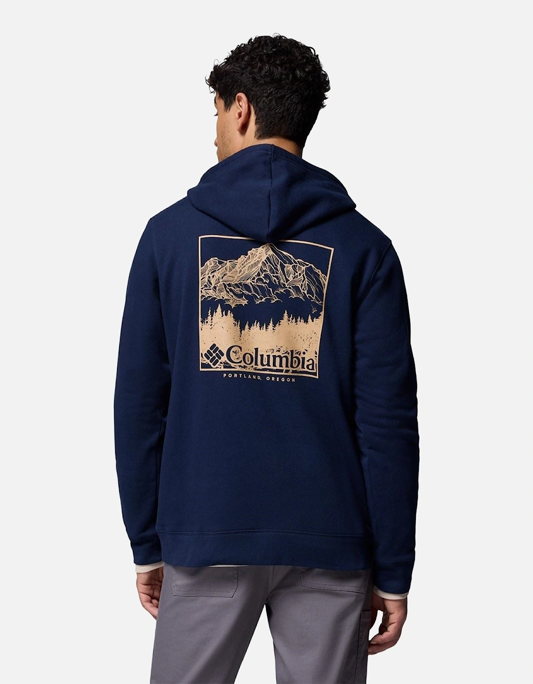 Trek Graphic Hoodie Cotton Men's Blue Hooded Sweatshirt