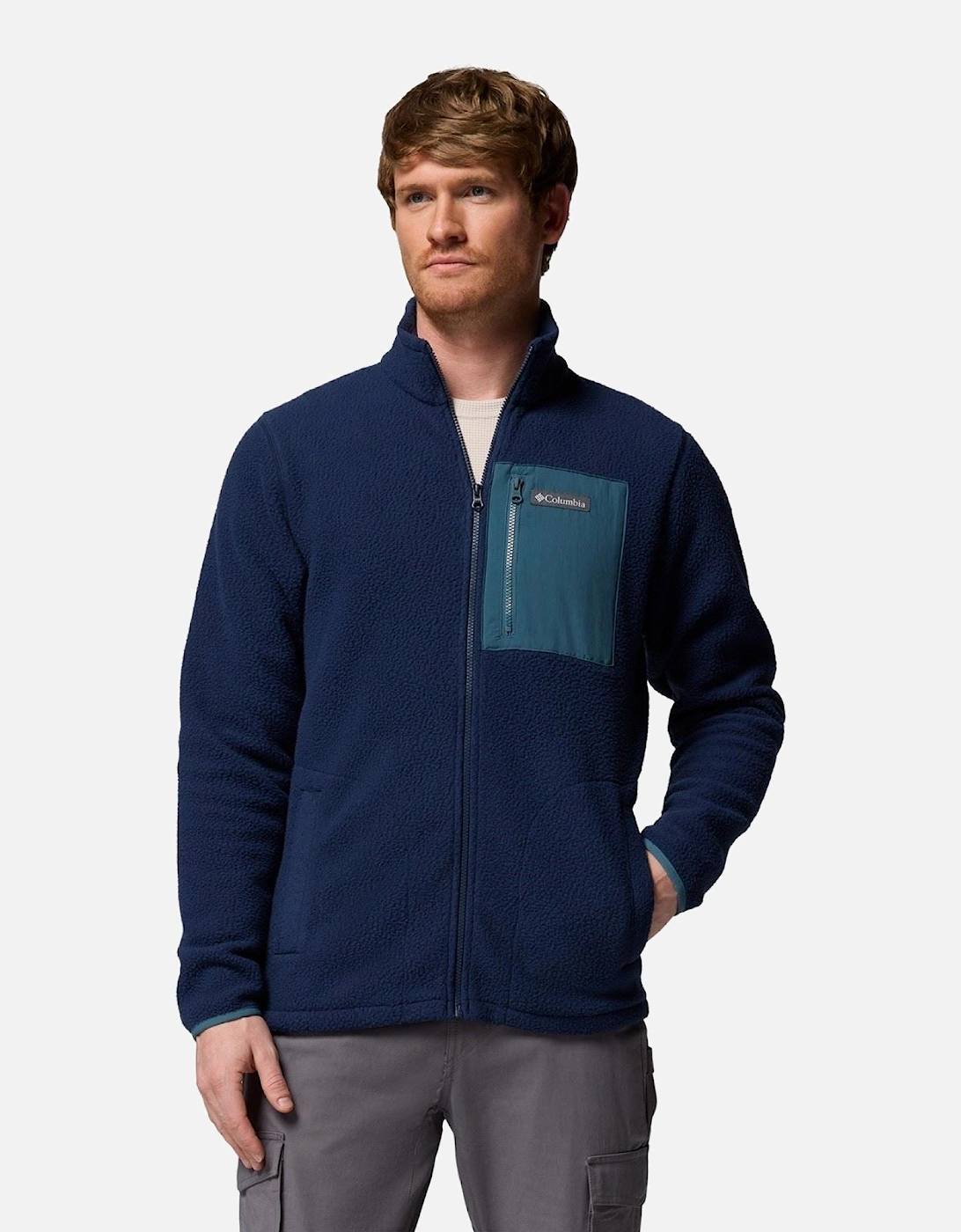 Jasper Ridge Pebbled Full Zip Fleece Men's Blue Fleece Jacket, 7 of 6