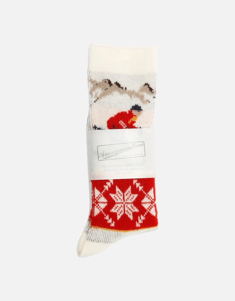 Ski JQ Crew Men's Off White Socks