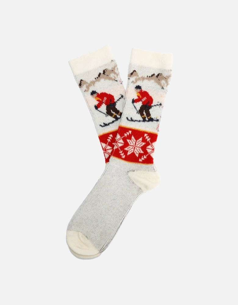 Ski JQ Crew Men's Off White Socks