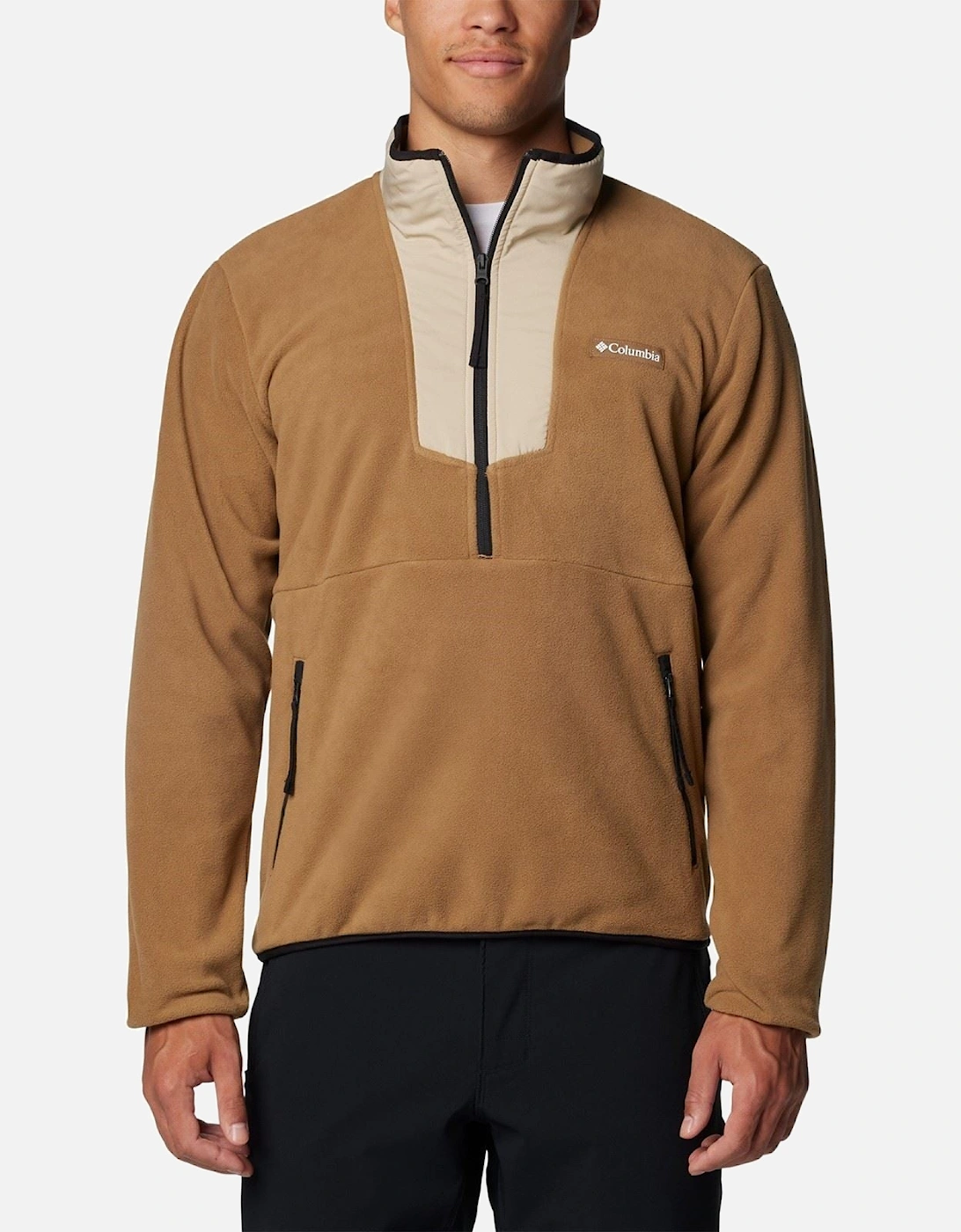 Sequoia Grove Half Zip Fleece Polyester Men's Brown Zip Neck Pullovers, 9 of 8