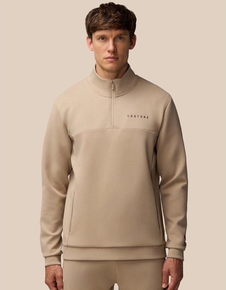 Scuba 1/4 Zip Polyester Men's Brown Sweatshirt