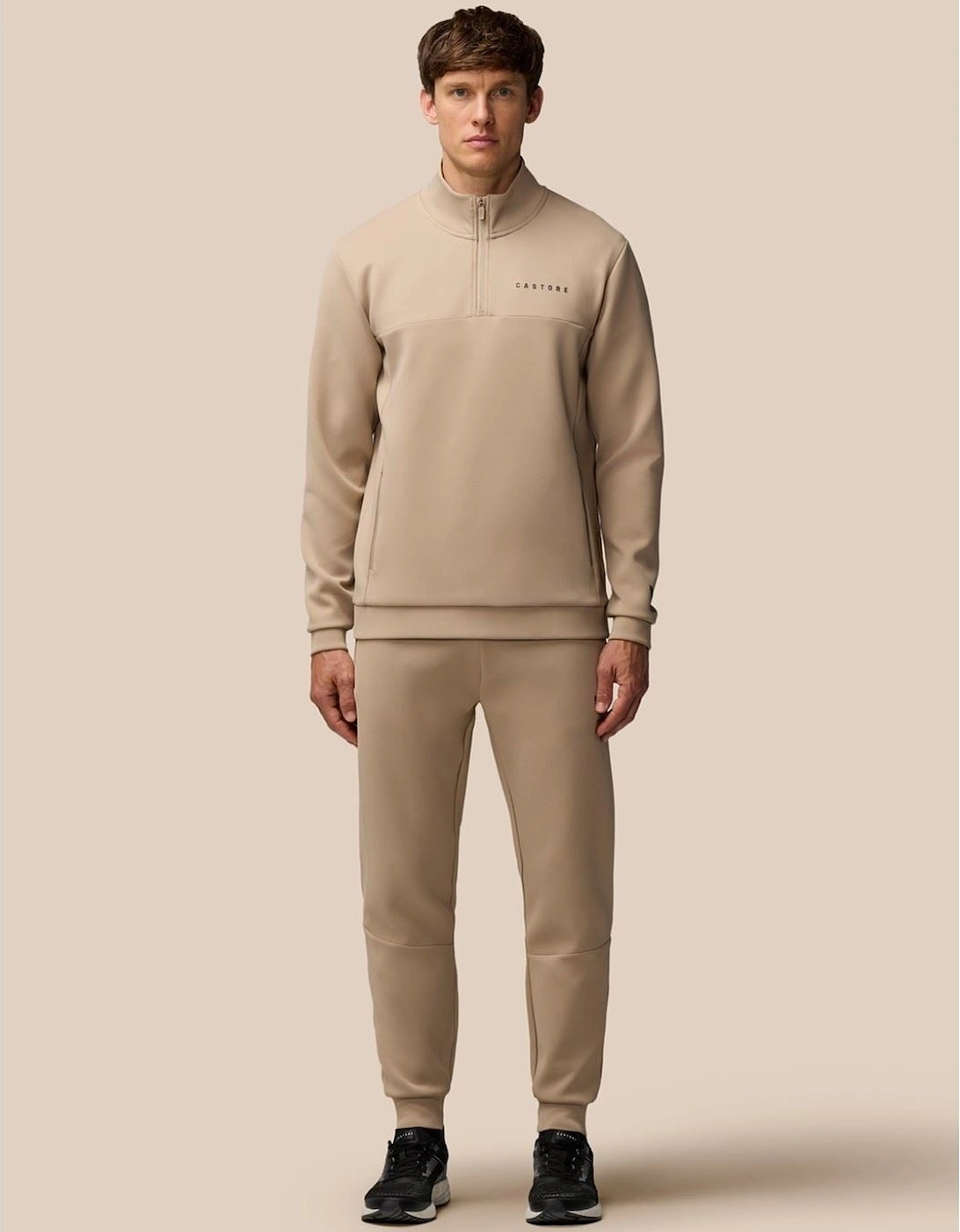 Scuba 1/4 Zip Polyester Men's Brown Sweatshirt