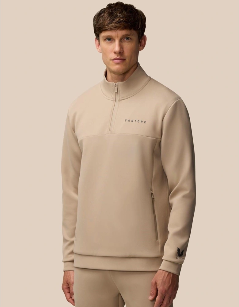 Scuba 1/4 Zip Polyester Men's Brown Sweatshirt