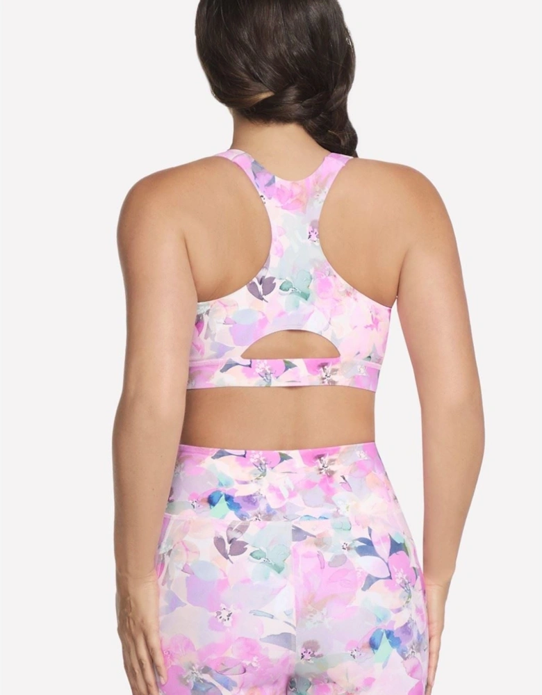Performance GoWalk Seascape Floral Zip Front Bra Nylon Women's Pink Sports Bra