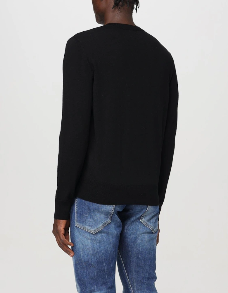 Crew Neck Pullover with Long Sleeves and Embroidered Leaf