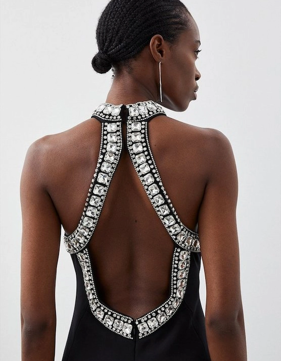 Petite Crystal Embellished Halter Woven Maxi Dress, 2 of 1