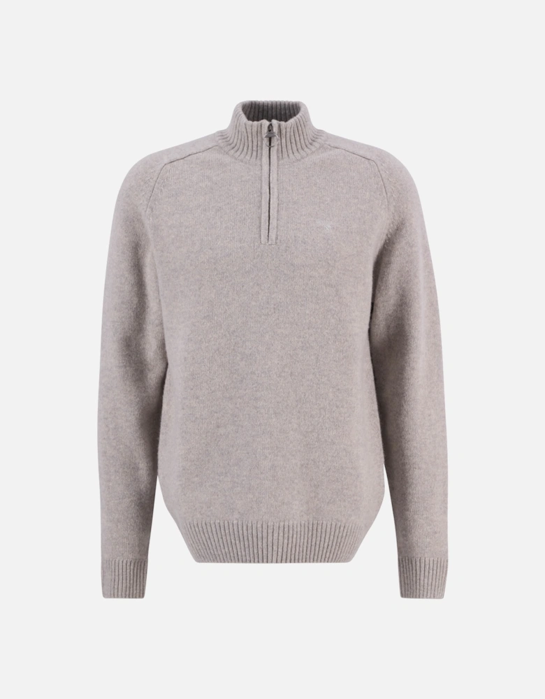 Grangetown Mens Half Zip Knitted Jumper - Light Grey