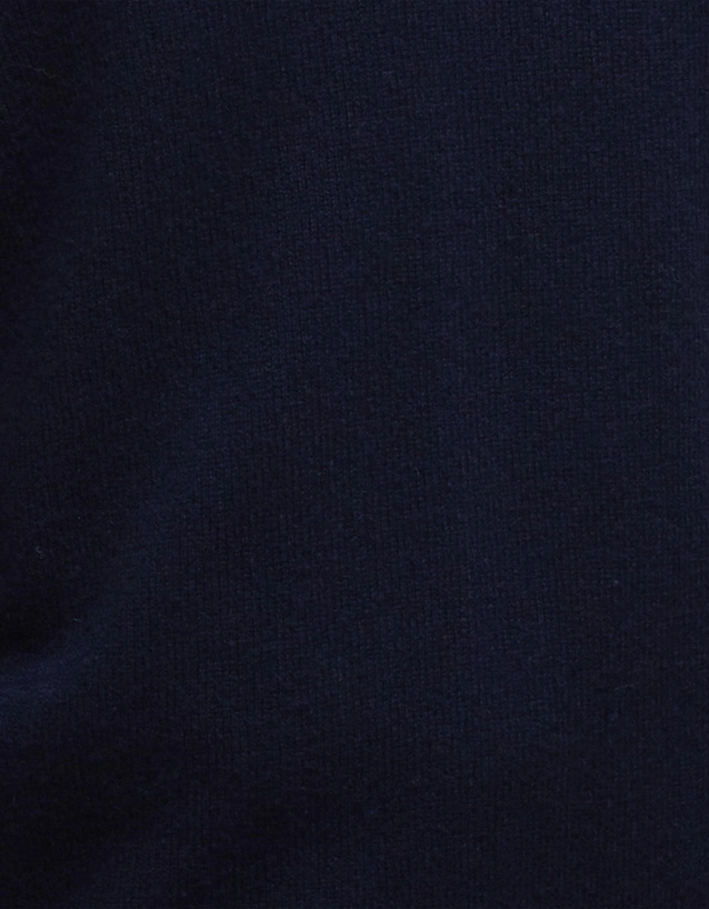 Patch Buttoned Full-Zip Mens Knit - Navy