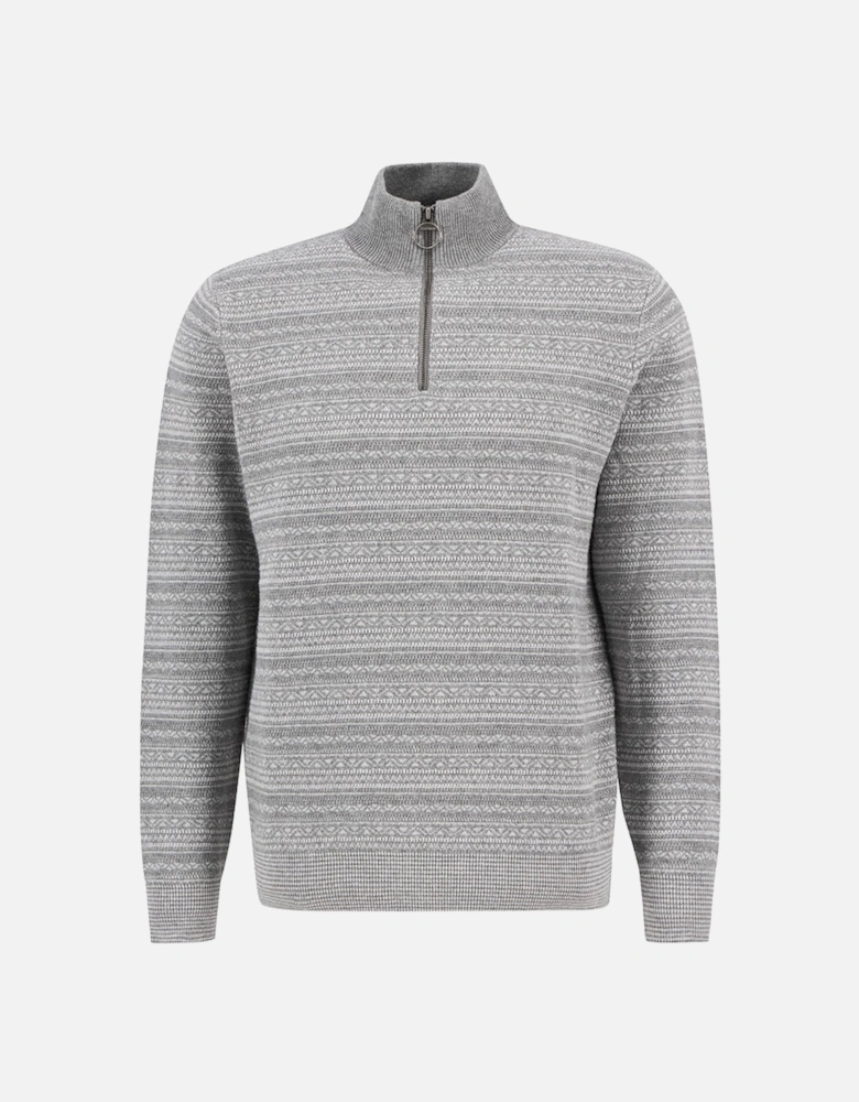 Dartfield Mens Half Zip Knitted Jumper - Light Grey