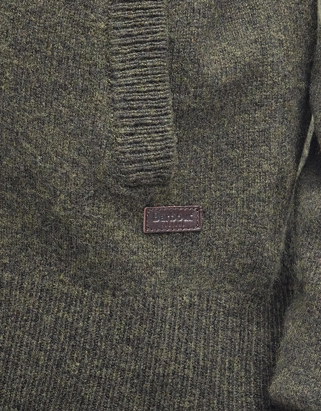 Patch Buttoned Full-Zip Mens Knit - Seaweed