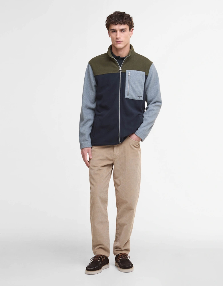 Mens Full Zip Colour Block Fleece - Navy