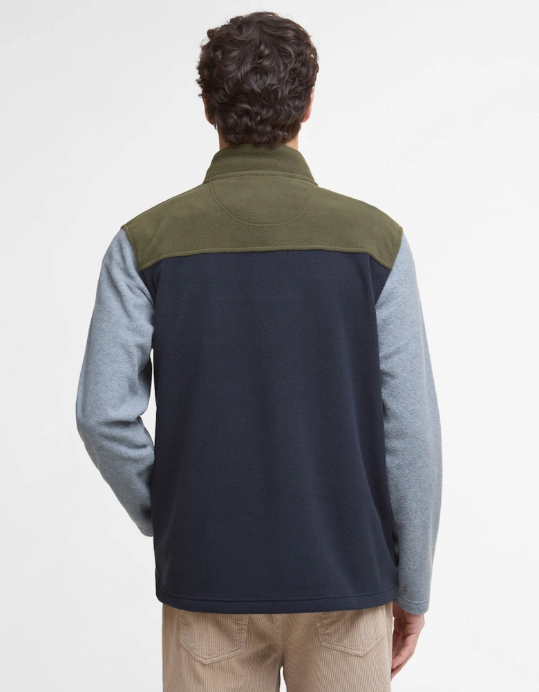 Mens Full Zip Colour Block Fleece - Navy