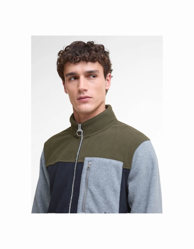 Mens Full Zip Colour Block Fleece - Navy