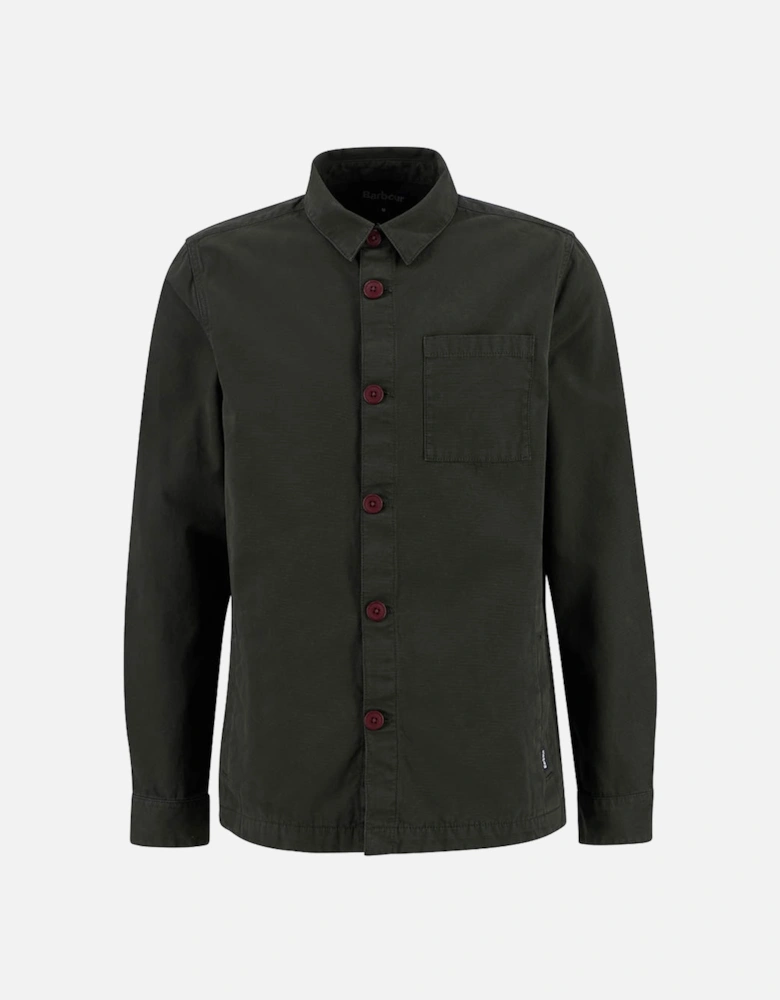 Washed Mens Overshirt - Forest
