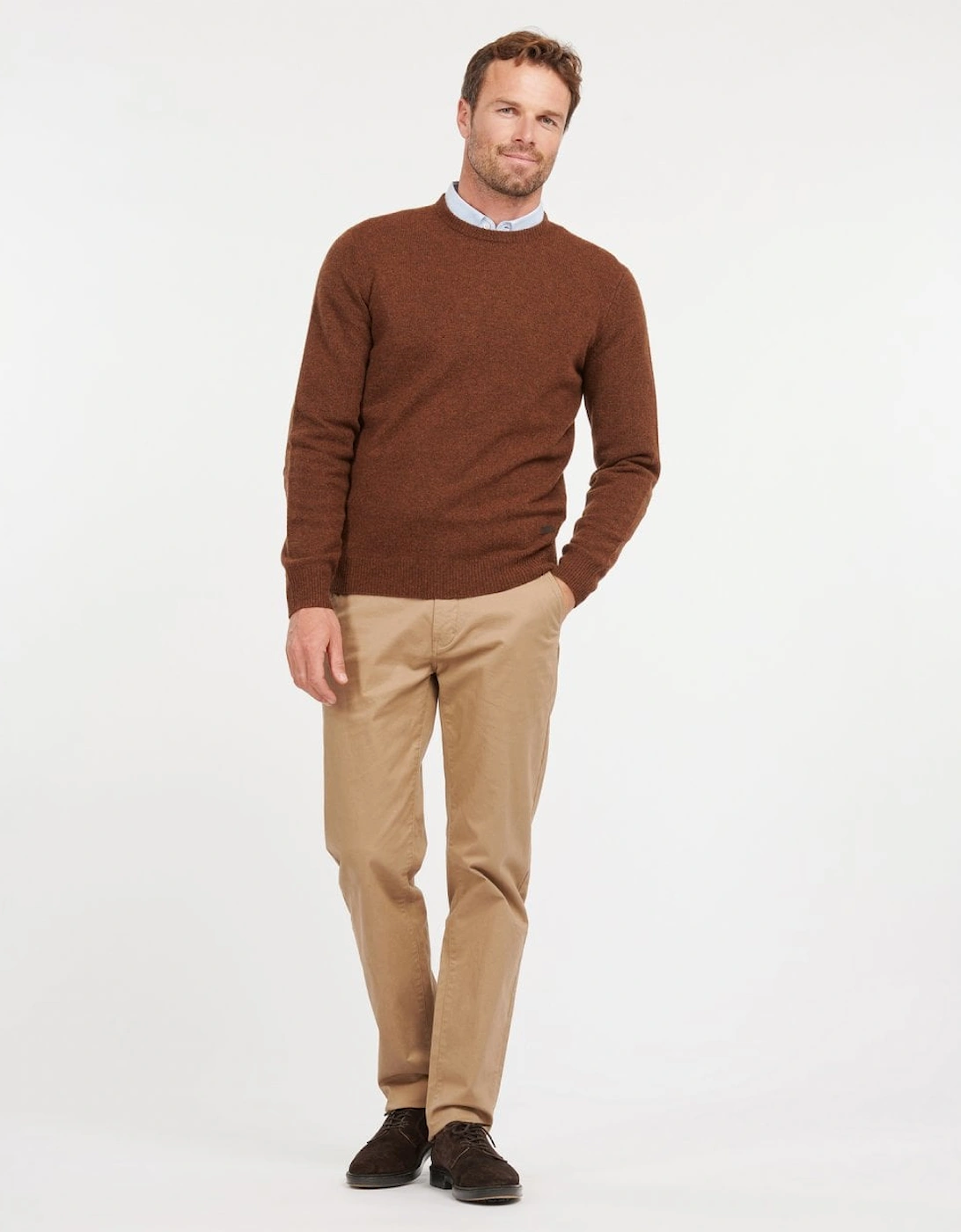 Essential Patch Mens Crew-Neck Jumper - Bracken